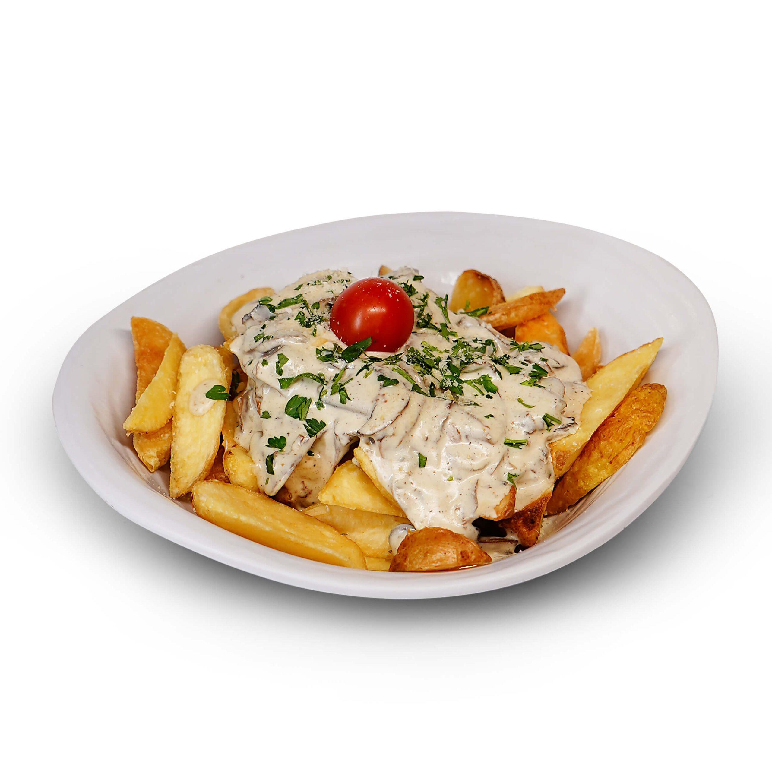 سیب زمینی سرخ شده خانگی با سس آلفردو